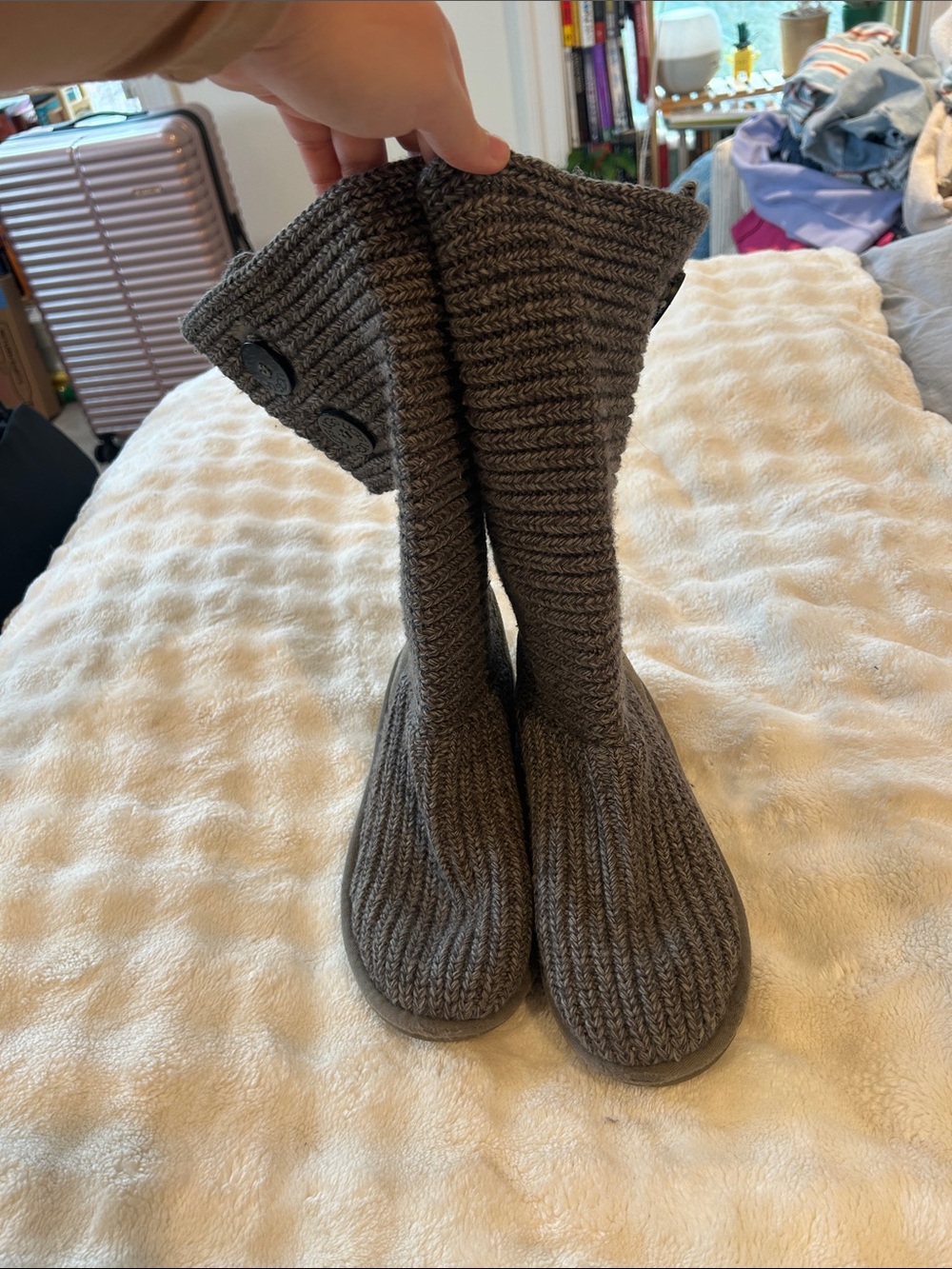 UGG Gray Ribbed Knit Boot Socks